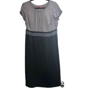 BODEN Silk Colorblock Black Gray Short Sleeve Dress - Sz 8 Long